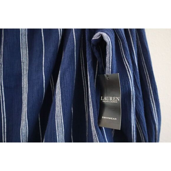 Lauren Ralph Lauren Women Sz XL Blue Stripe Off-the-Shoulder Cover-Up Dress - Picture 5 of 10